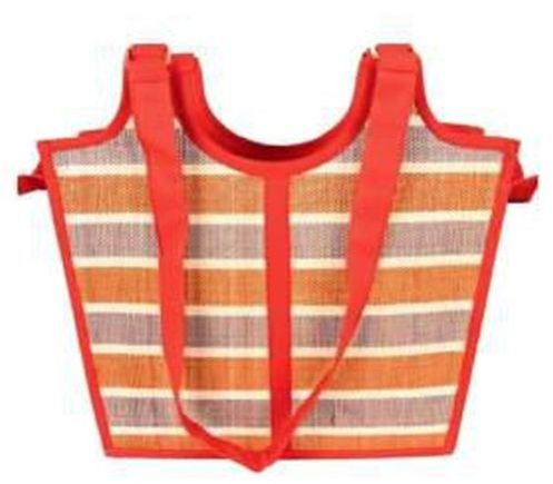 Hand Woven Striped Korai Grass Tote Bag