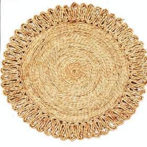 hand-braided natural jute brown design circular table placemat