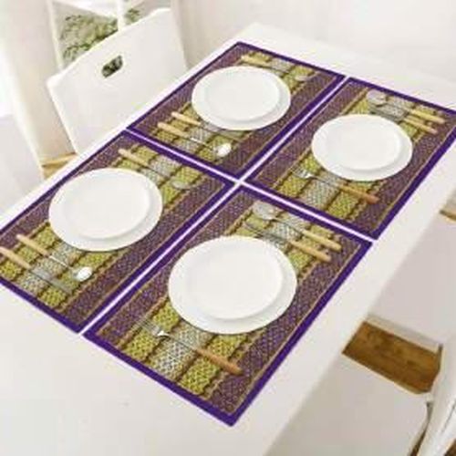 Purple Bordered Woven Placemat Set