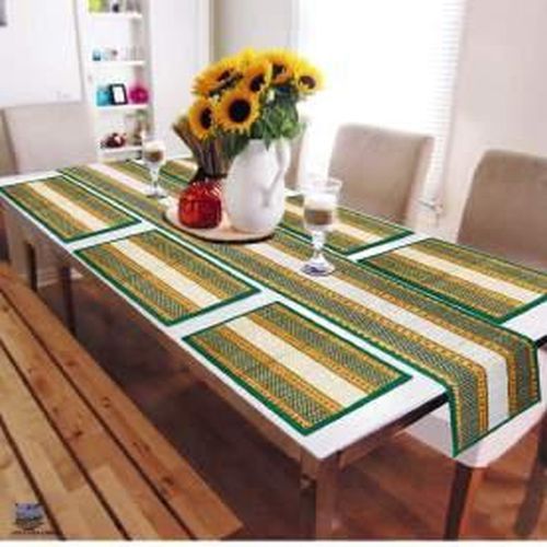Striped Natural Fiber Table Dining Set