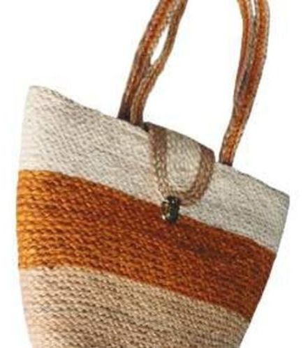 Woven Jute Three Tone Handbag