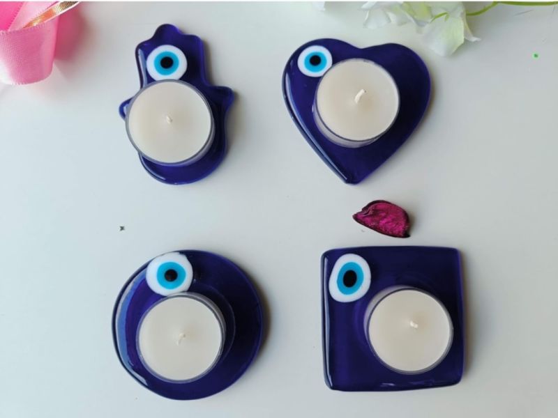 Hamsa Hand Evil Eye T Light Candle Holder