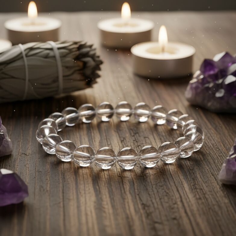 Wholesale Natural Clear Quartz Beaded Bracelet | 8mm Master Healer Crystal Gemstone Jewelry Exporter