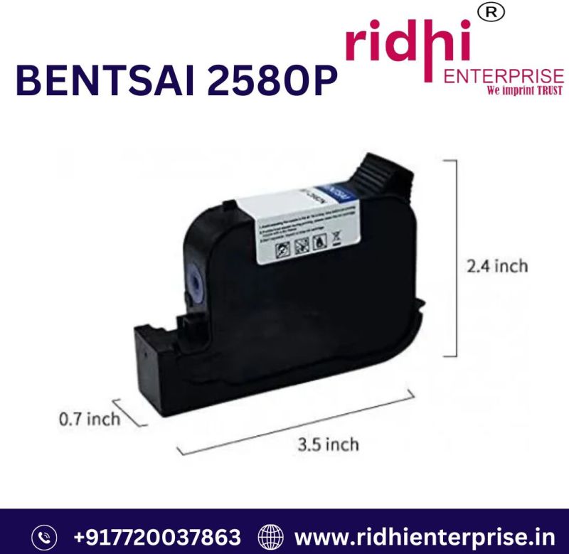 Ridhi Bentsai 2580P Solvent Base 12.7MM Black Ink Cartridge