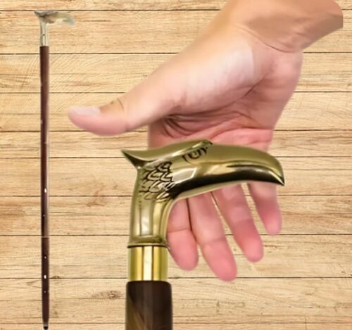 Wooden Walking Stick With Brass Eagle Handle