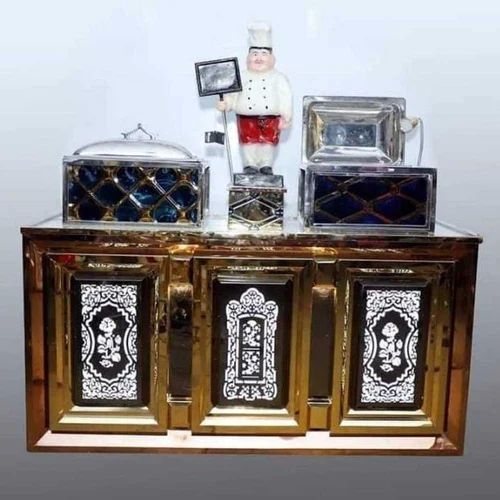 Stainless Steel LED Storage Buffet Counter, Color : Brown