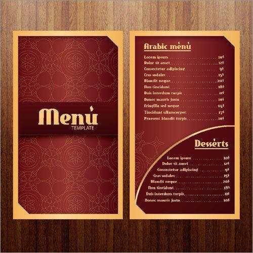 Menu Card Printing Service