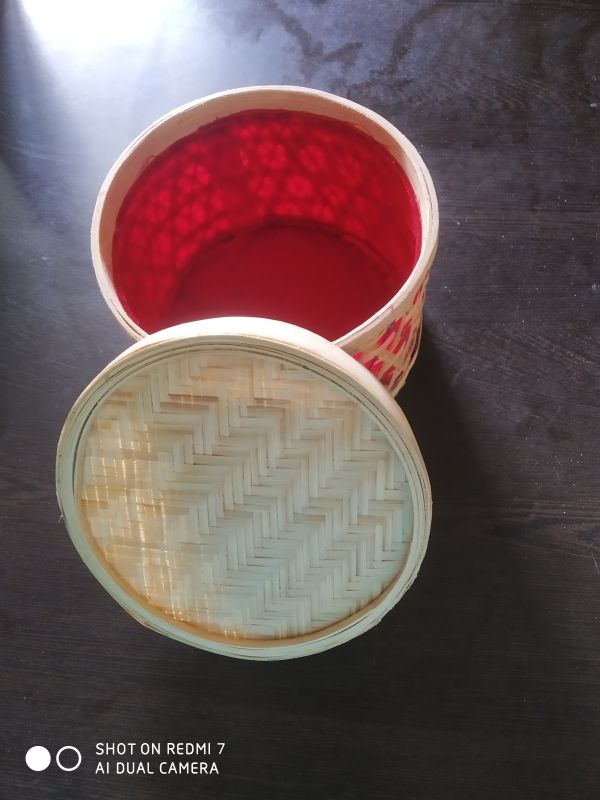 Red Lined Bamboo Jewellery Box