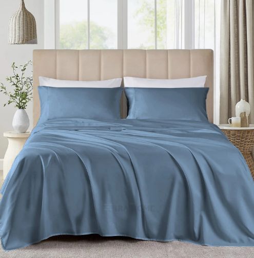 100% Organic Bamboo Mediterranean Blue Three Piece Bed Sheet Set