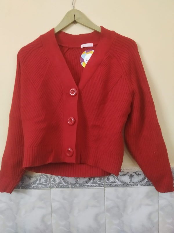 Red Ladies Woolen Cardigan