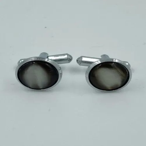 Polished Metal Plain Small Stone Cufflinks, Shape : Round