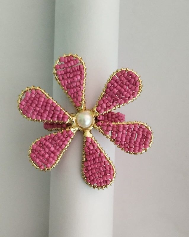 Handmade Beaded Flower Napkin Rings