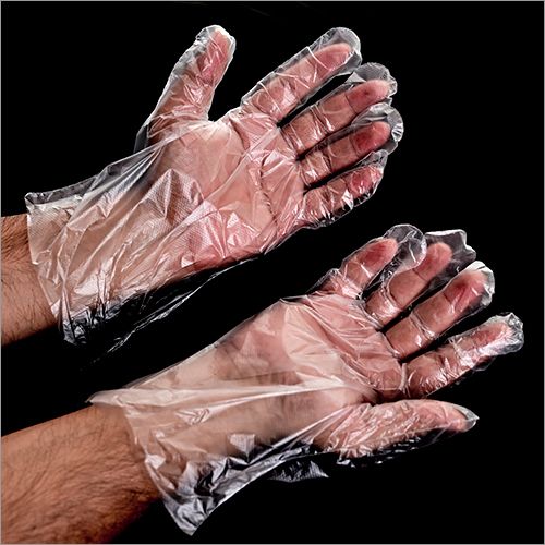 Plain Kitchen Food Disposable PE Gloves M, Length : 10-15 Inches