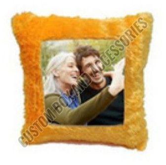 Photo Printed Square Yellow Fur Sublimation Cushion