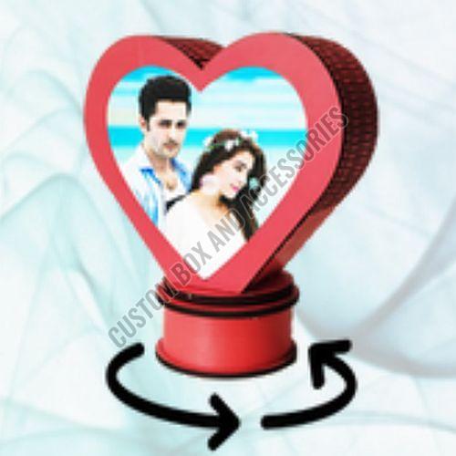 Red Plain Sublimation Heart Rotating Lamp