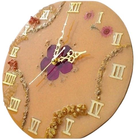 Brown Round Epoxy Resin Wall Clock