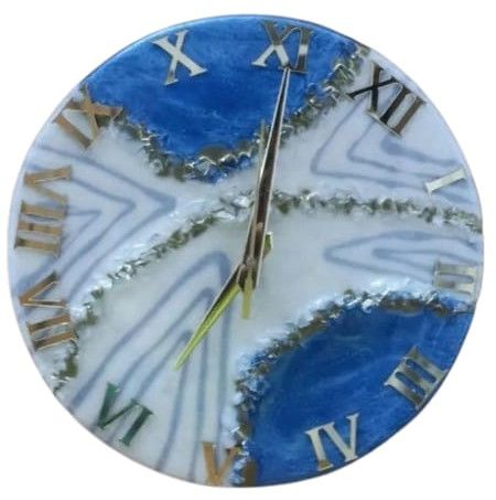 Round Sea Blue Epoxy Resin Wall Clock