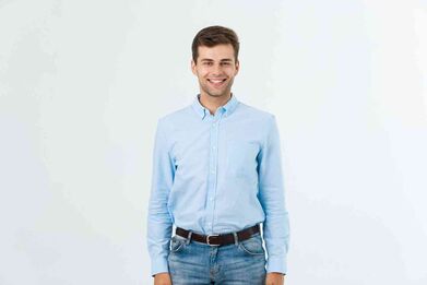 Collar Neck Blue Formal Shirt for Men, Sleeve Style : Full Sleeve