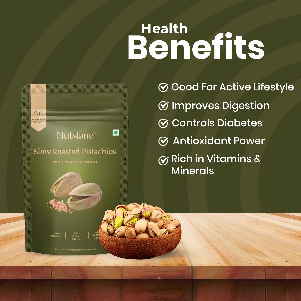 Crunchy Organic Salted and Slow Roasted Pistachios, Grade : A+