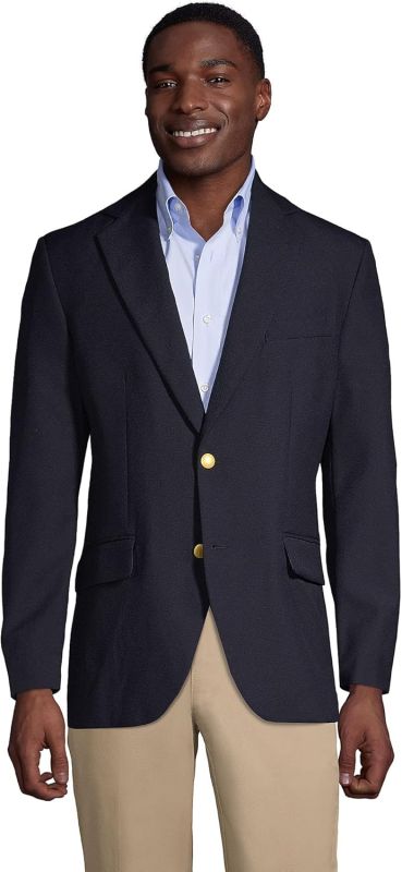 Mens Wool Blend Navy Golded Button Blazer