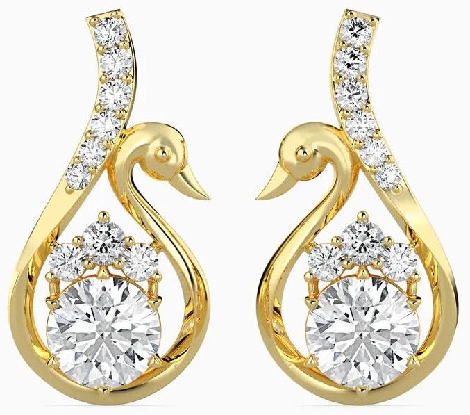 1.50Ct Round Cut Lab Diamond Drop Earring 14K Yellow Gold