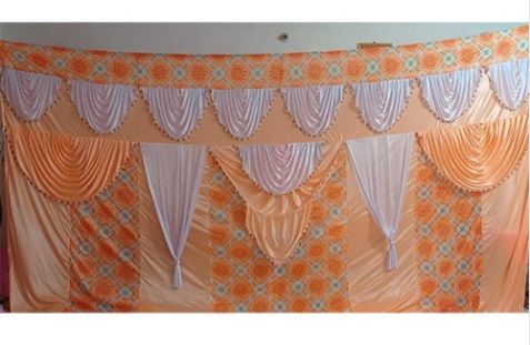 Polyester Orange White Tent Curtain, Color : Multi-color