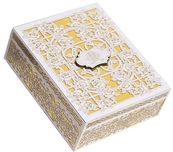 Elegant Ivory Laser-Cut Wedding Invitation Box
