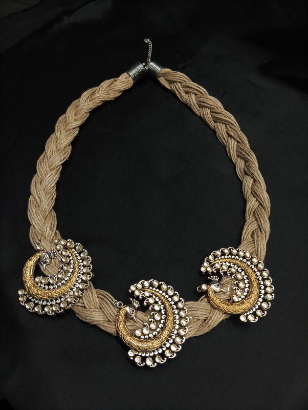 Designer Dual Tone Jute Necklace