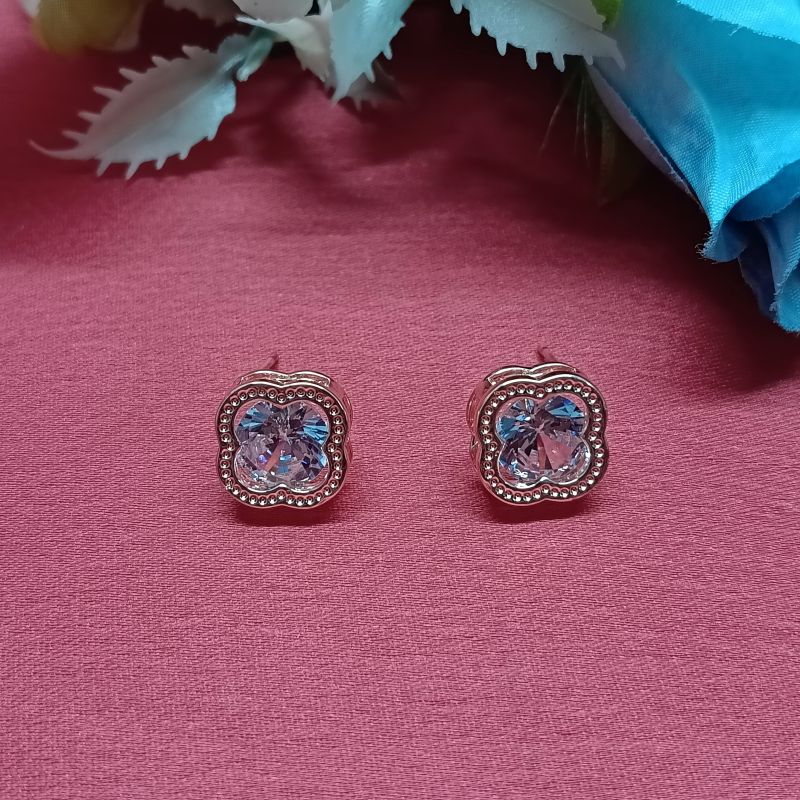 Elegant Gold-Tone Clover Crystal Earrings