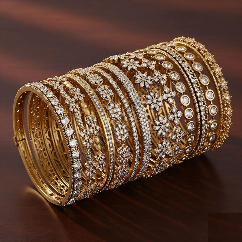 Brass Bangles with Cz Set OF 12 Pcs
