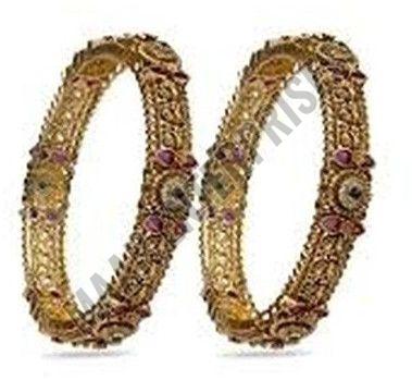 Designer Brass Bangles with Gemstone Accents