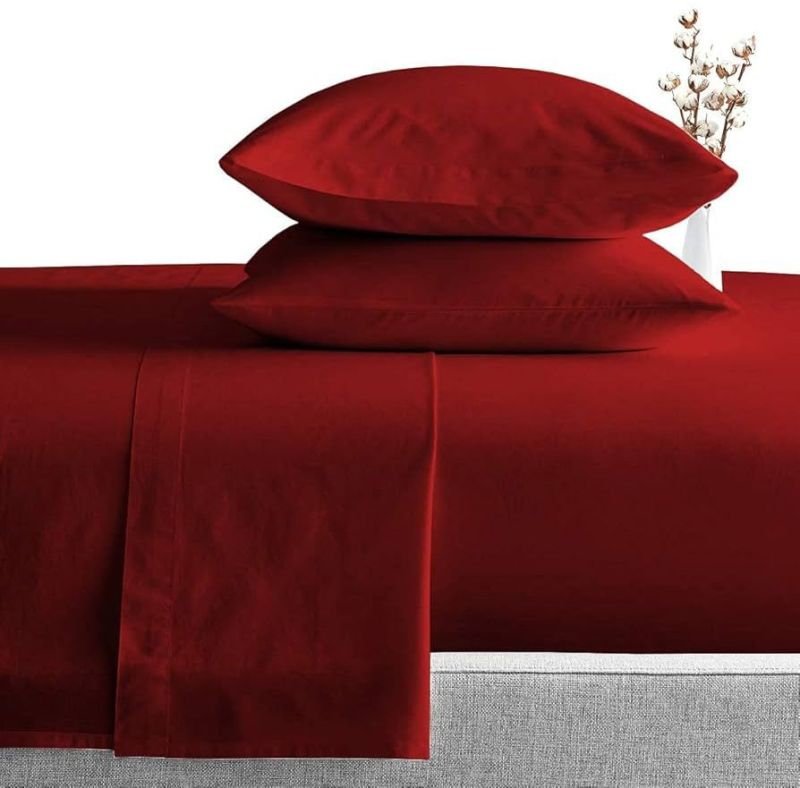 Extra Long 46 Burgundy Bed Sheet Set