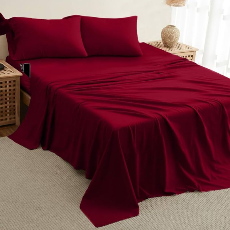Twin XL Maroon Bed Sheet Set