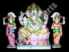 Marble Ganesh with Ridhi Sidhi Statue