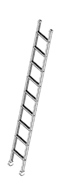 Single straight Ladder with 57mm wide steps supported on 15mm (5/8) sq solid rod.