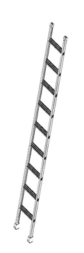 Single straight Ladder with 63mm hollow wide steps