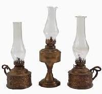 antique brass oil lamp