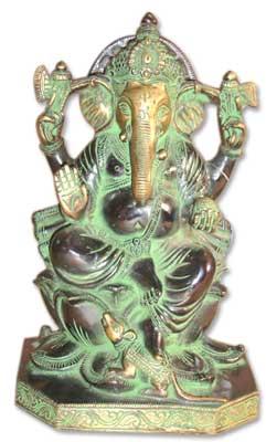 Ganesh Brass Statue (Ganesh Sitting on Lotus Hexagonal Base)