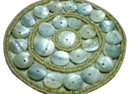 Glass Beaded Coaster (Ivory Glass Beads Natural Cell)