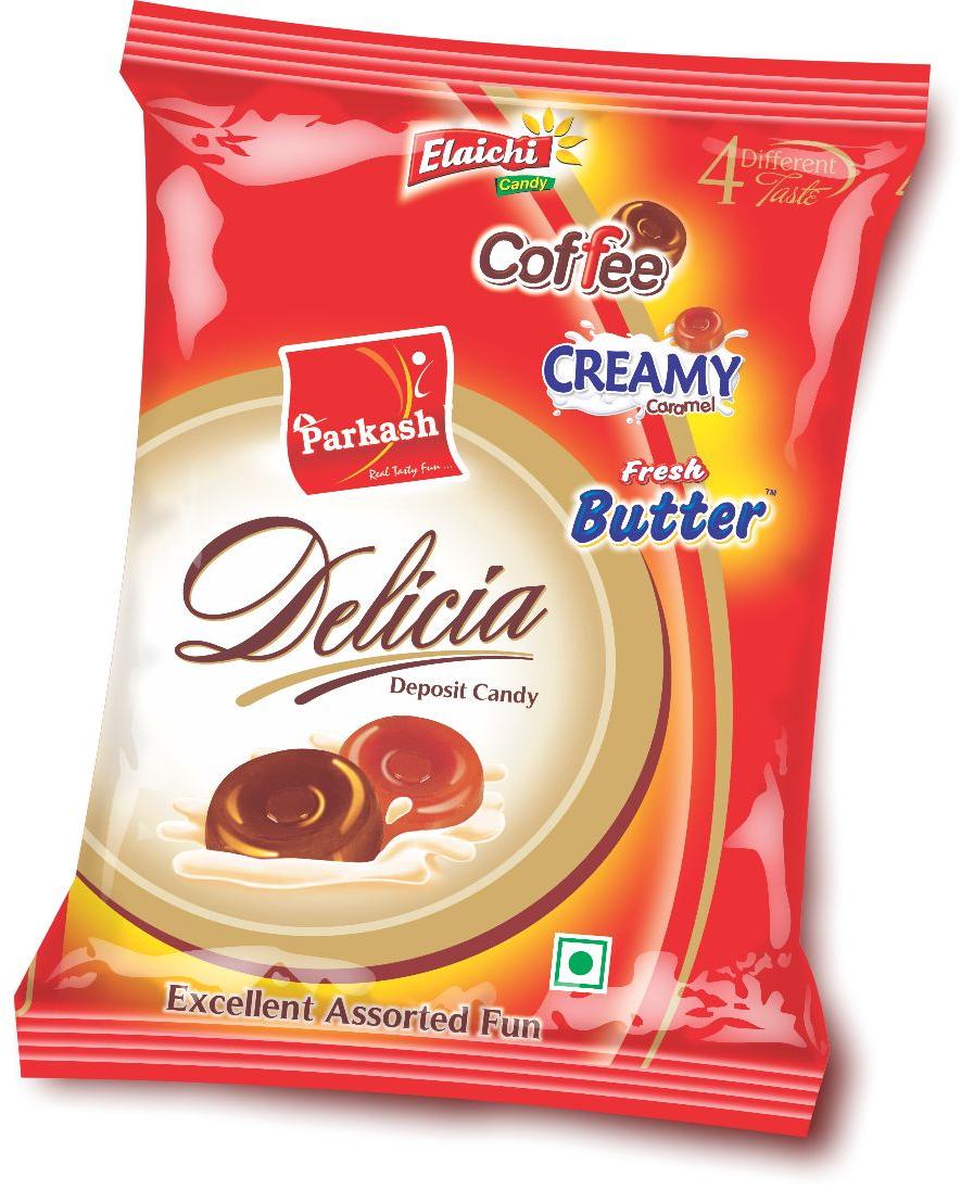 PARKASH Delicia Assorted Candy Pouch, Taste : Creamy Caramel