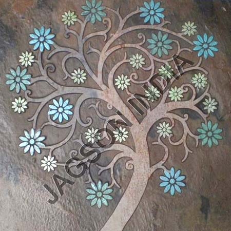 Floral Tree Painted Mural Tile