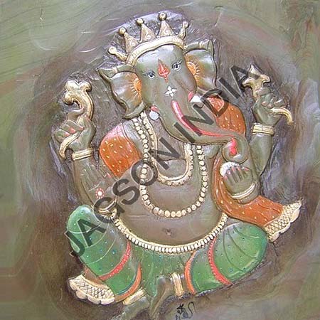Ganesha Painted Mural Tile