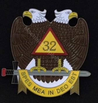 SCOTTISH RITE 32ND DEGREE DOUBLE EAGLE WINGS DOWN METAL CAR DECAL