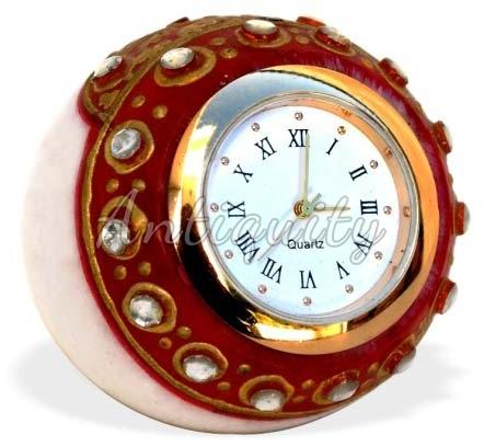 Round Glossy Marble Watch Paperweight, for Home Decor, Office, Pattern : Plain