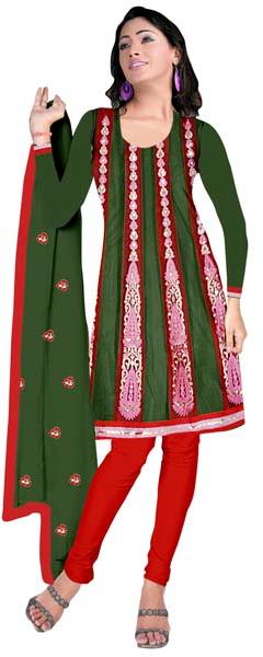 Florence Green Net Salwar Suit, Size : Top: 2.25 mtr, Bottom: 2 mtr, Duptta: 2.5 mtr