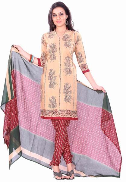 Printed Crepe Dress Material, Size : Top: 2.5 mtr, Bottom: 2.5 mtr, Duptta: 2.5 mtr
