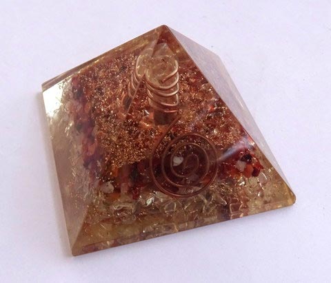 Carnelian-crystal Orgone Pyramid with Crystal Point