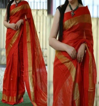Silk Linen Sarees, for Easy Wash, Lightweight, Age Group : Female