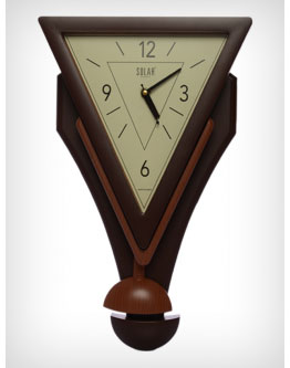Brown Triangle Shape Designs Wall Clock with Pendulum