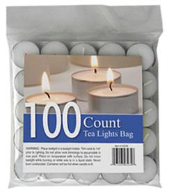 100 Pack White Unscented Tealight Candle